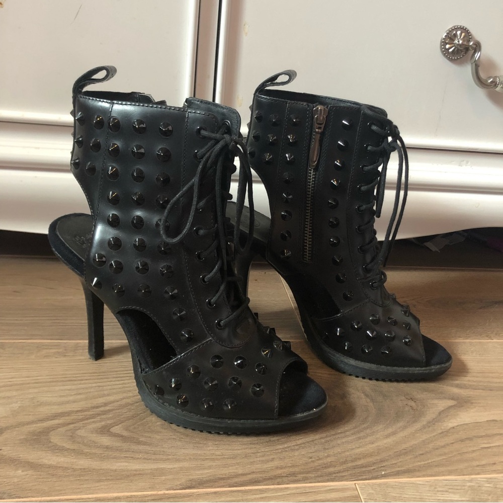 Dr. Martens Black Lace-Up Studded Heels